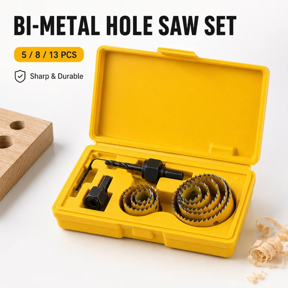 Yellow Bimetallic Woodworking Hole Opener Set Tube Light Hole Opener Set Gypsum Board Hole Opener  Woodworking Drill Bit