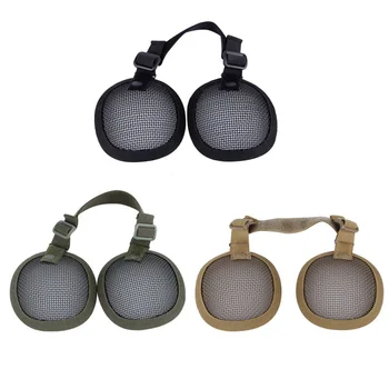 戦術的な鋼メッシュの耳の保護マスク,ペイントボール,cs wargame,低炭素アクセサリー,射撃,アウトドアスポーツ用品