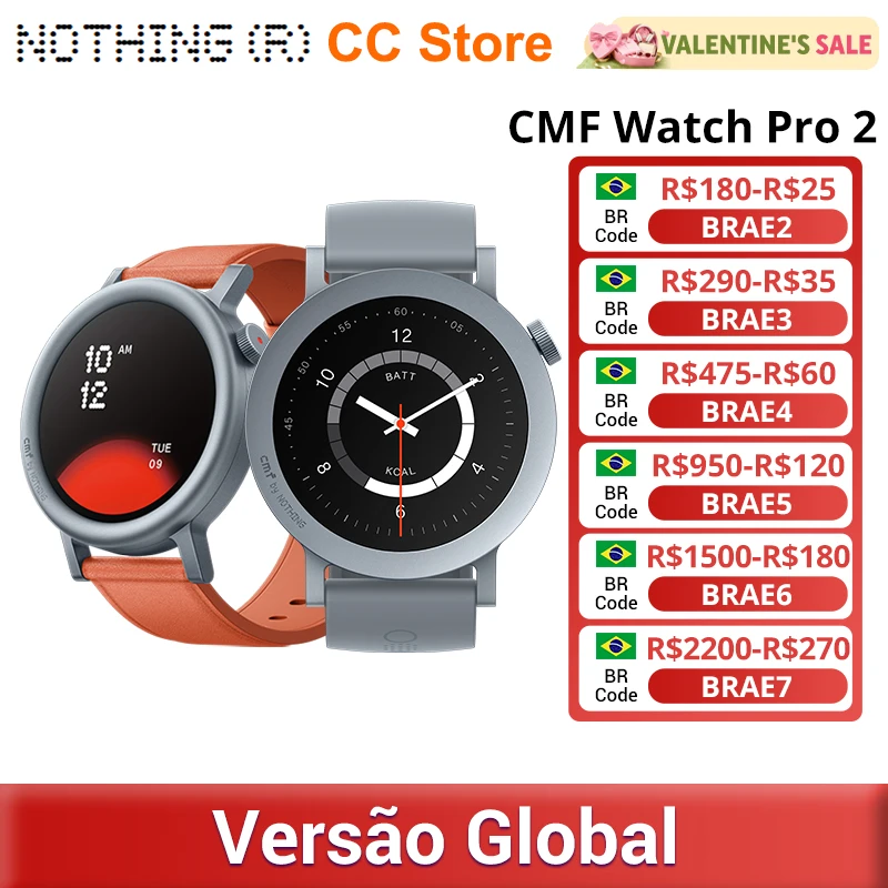 Versão Global do Relógio Inteligente Nothing CMF Pro 2, Tela AMOLED de 1.32”, 120 Modos de Esporte, GPS Multissistema, Chamadas Bluetooth com Redução de Ruído AI