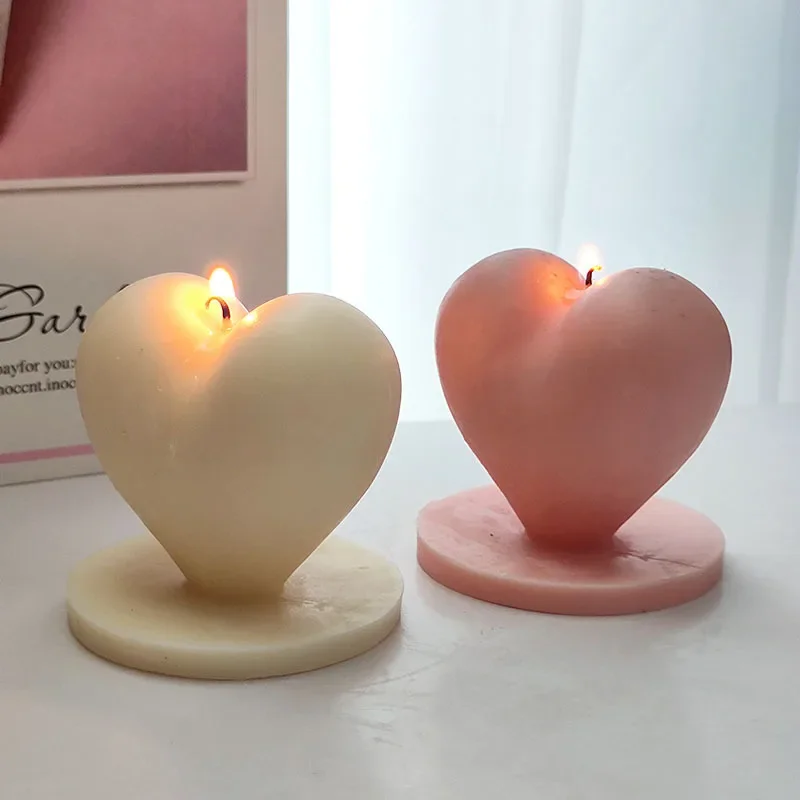 3D Love Candle Silicone Mold DIY Handmade Heart-shaped Soap Gypsum Crystal Crafts Resin Casting Mold Valentine\'s Day Gift Making