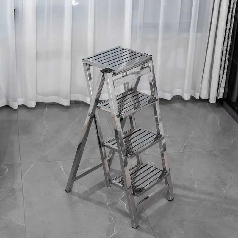 Stainless Steel Portable Ladder Folding Removable Telescopic Stepping Ladder Multi-Functional Household Construction Tools