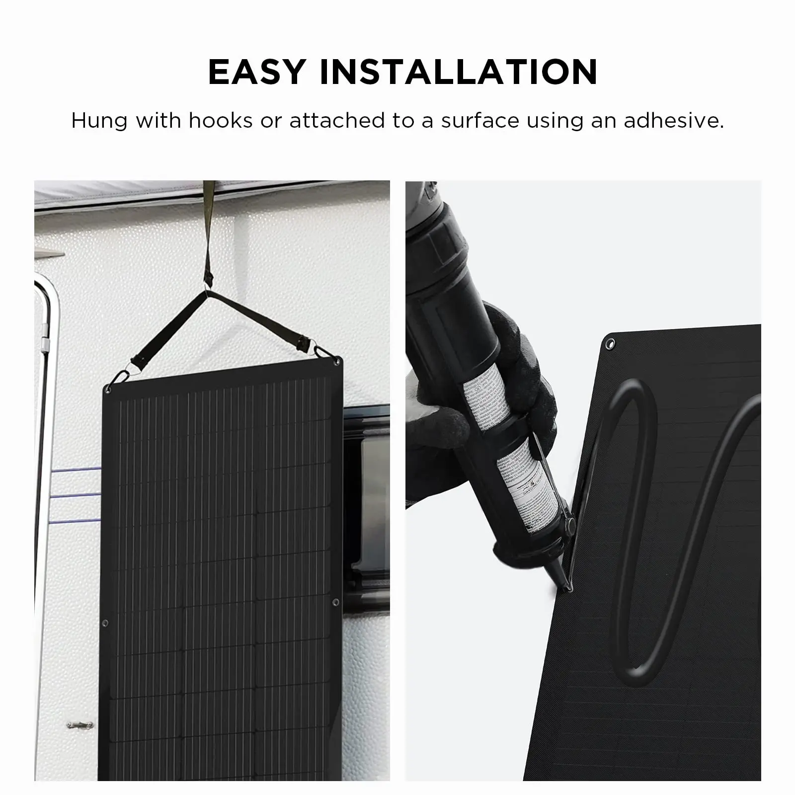 ECOFLOW  100W 12V Solar Panels, High Efficiency Monocrystalline PV Modules, IP68 Waterproofing, Ideal for RV& Marine Rooftop