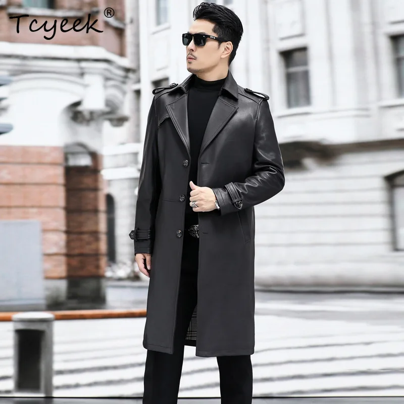 

Tcyeek мужские куртки из натуральной кожи верхний слой дубленка весна осень мужская одежда плащи средней длины Jaqueta De Couro