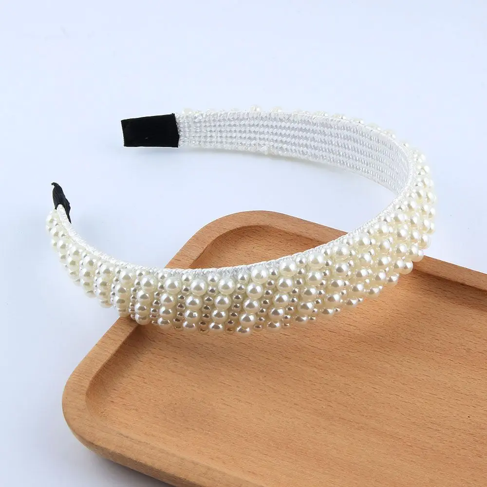 

Luxury Pearls Handmade Girls Headband with Wide Edge Princess Hairbands for Women Fashion Hair Accessories Headwear