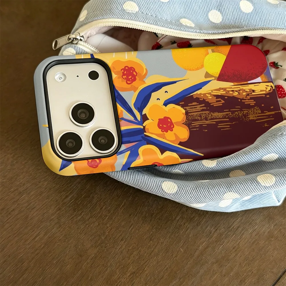 Чехол для телефона с цветочным натюрмортом в вазе для iPhone 18 17 17e 16e 16 15 14 13 12 11 X XS XR XSMAX 7 8 Air Pro Max Plus, двухслойный