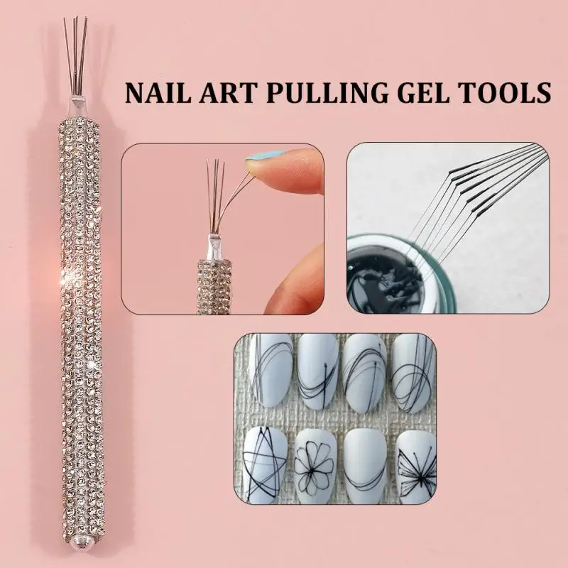

Professional 7 Pin Stripe Nail Art Liner Brush 3D Tip Ultra-thin Line Drawing Pen UV Gel Brushes Manicure Nail Painting Tools