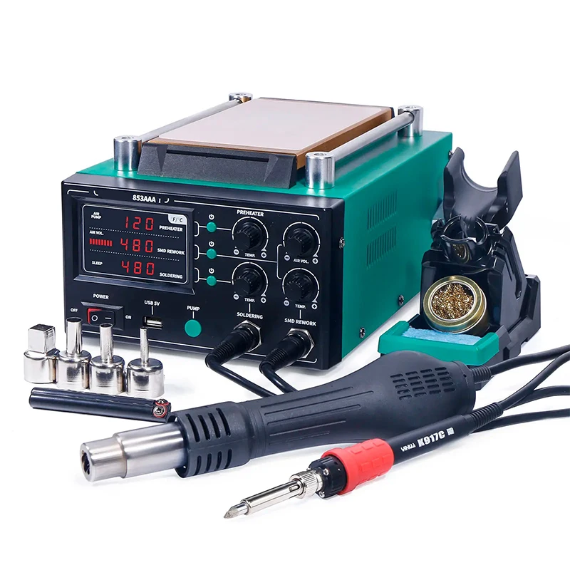 Best Selling 3 In 1 Multi-functional Hot Air Rework Soldering Iron Station Mobile Phone Welding Repair Digital Soldering Station