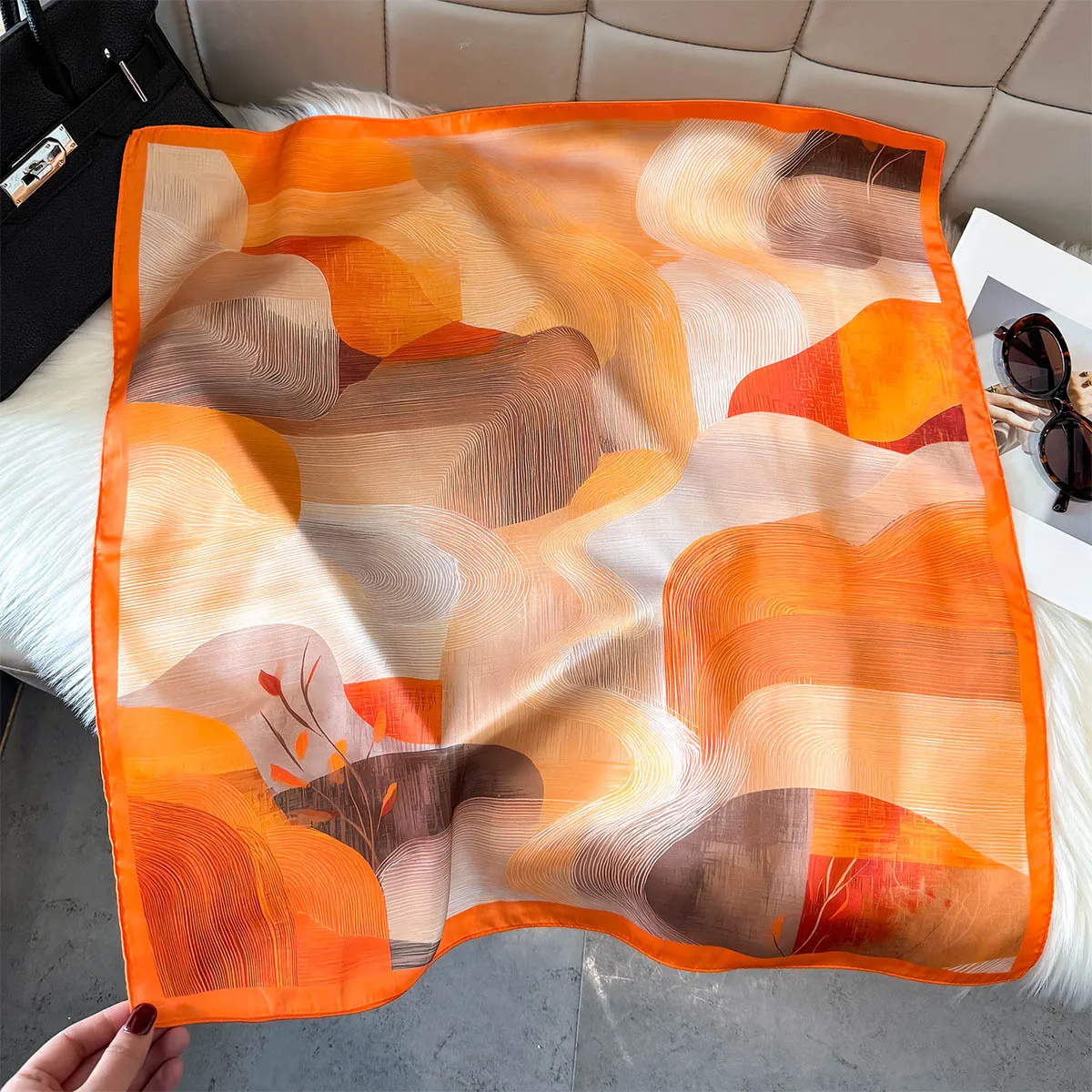 

Luxury Silk Scarf Women Print Shawl Wrap Female 65x65cm Square Bandana Foulard Hijab Beach Cover Up Scarf Trend Hairband Poncho