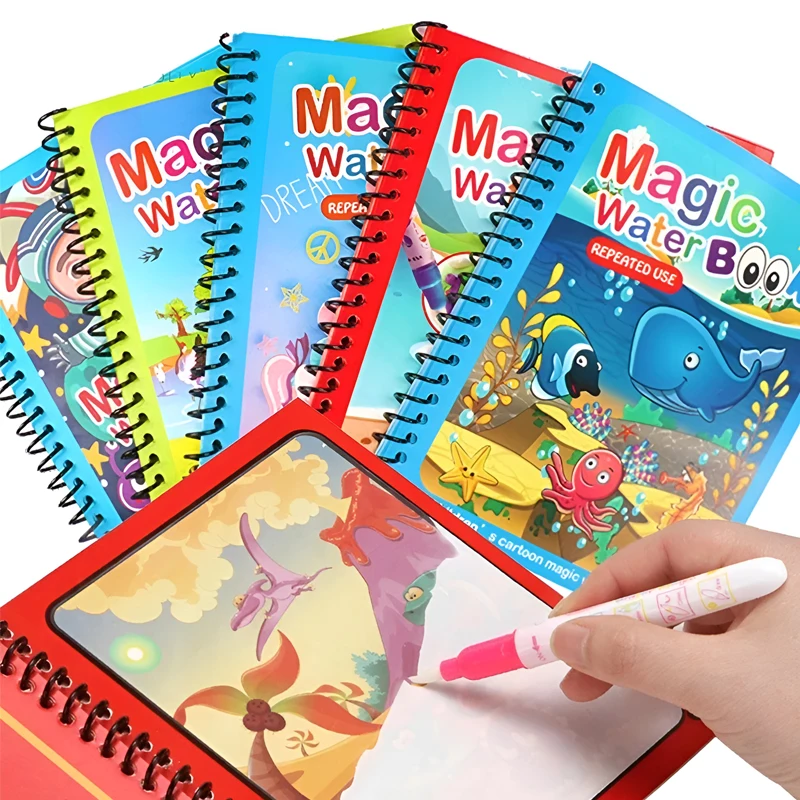 Reusable Coloring Book Children Early Education Toys Magical Book with Pen Water Drawing Montessori Toys Gift Magic Drawing Book