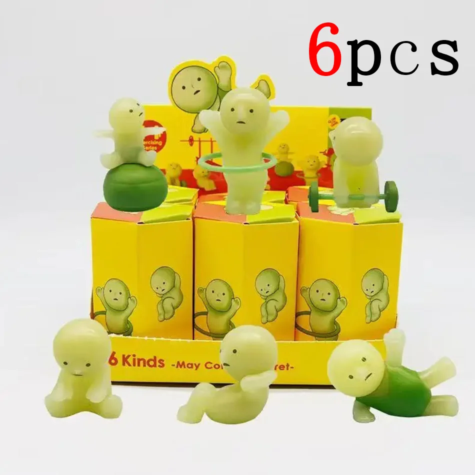 Überraschungsgeschenk Yoga Schlafzimmer-Serie Mehrfach-Puppe Grün Nachtleuchtend Mysteriöse Blindbox Actionfiguren Dekorationsmodell für Spielzeug