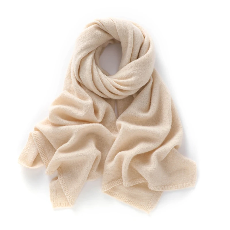 

Women High Quality Cashmere Poncho Scarves 100% Cashmere Knitted Comfortable Warm Long Scarf 180*50 Lady Solid Versatile Shawl
