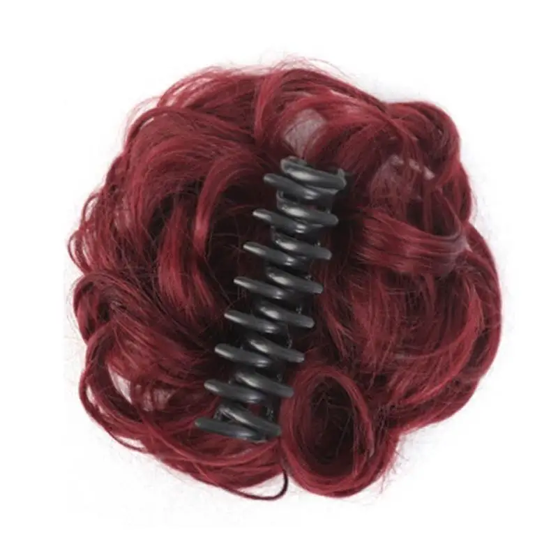 J78F Hairpiece with Claw Clip Large Bun Hairpiece Curly Hair Scrunchie with Hair Updo