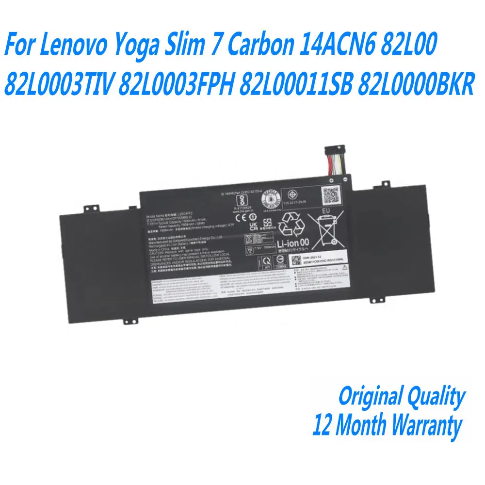 

New L20D4PF2 Laptop Battery For Lenovo Yoga Slim 7 Carbon 14ACN6 82L00 82L0003TIV 82L0003FPH 82L00011SB 82L0000BKR 7.72V 61WH