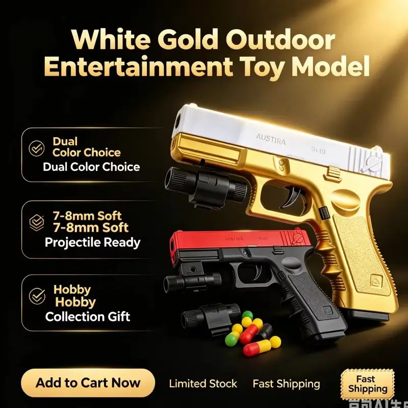 Soft Projectile White Gold Toy Model Built-In Infrared Accessory Outdoor Leisure Game Desktop Collectible Ornament