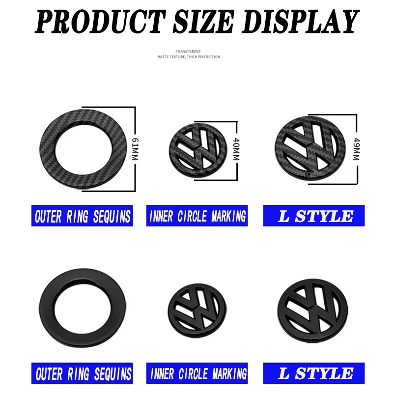 ABS Carbon fiber pattern Car Logo Steering Wheel Decoration Sticker Accessories For VW GTI R Line Polo Golf 5 6 Passat Scirocco