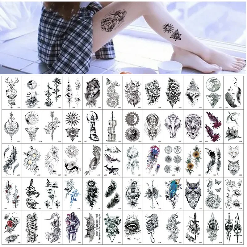 Neue 60pcs Mini gefälschte Tätowierung für Frau Tipps wasserdichte Tattoos Aufkleber Tatouage Tempora ire Femme Frauen sexy Tattoos Aufkleber