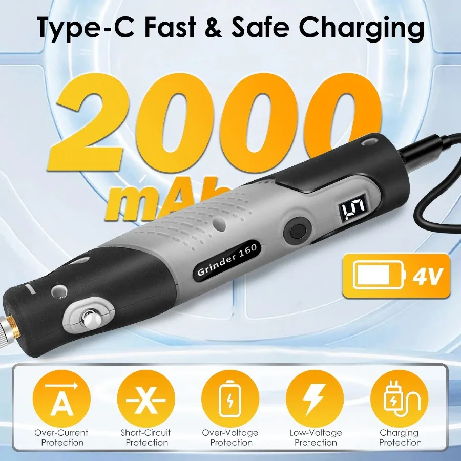 116 pces 4v kit de ferramentas rotativas sem fio ferramentas rotativas elétricas com 5 velocidades 2000mah bateria recarregável para lixar polimento perfuração