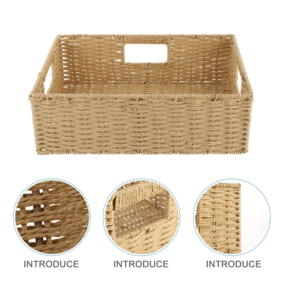 

1pc Handheld Storage Basket Rattan Weaving Design Large Capacity Laundry Organizer Home Bedroom Bathroom Clothes Sorting Basket