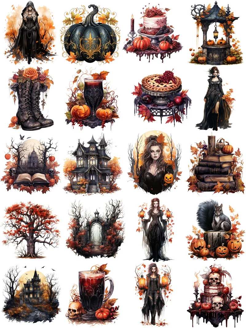 Gothic Autumn Beauty Pumpkin Stickers Crafts And Scrapbooking stickers kids toys book Decorative sticker DIY Stationery