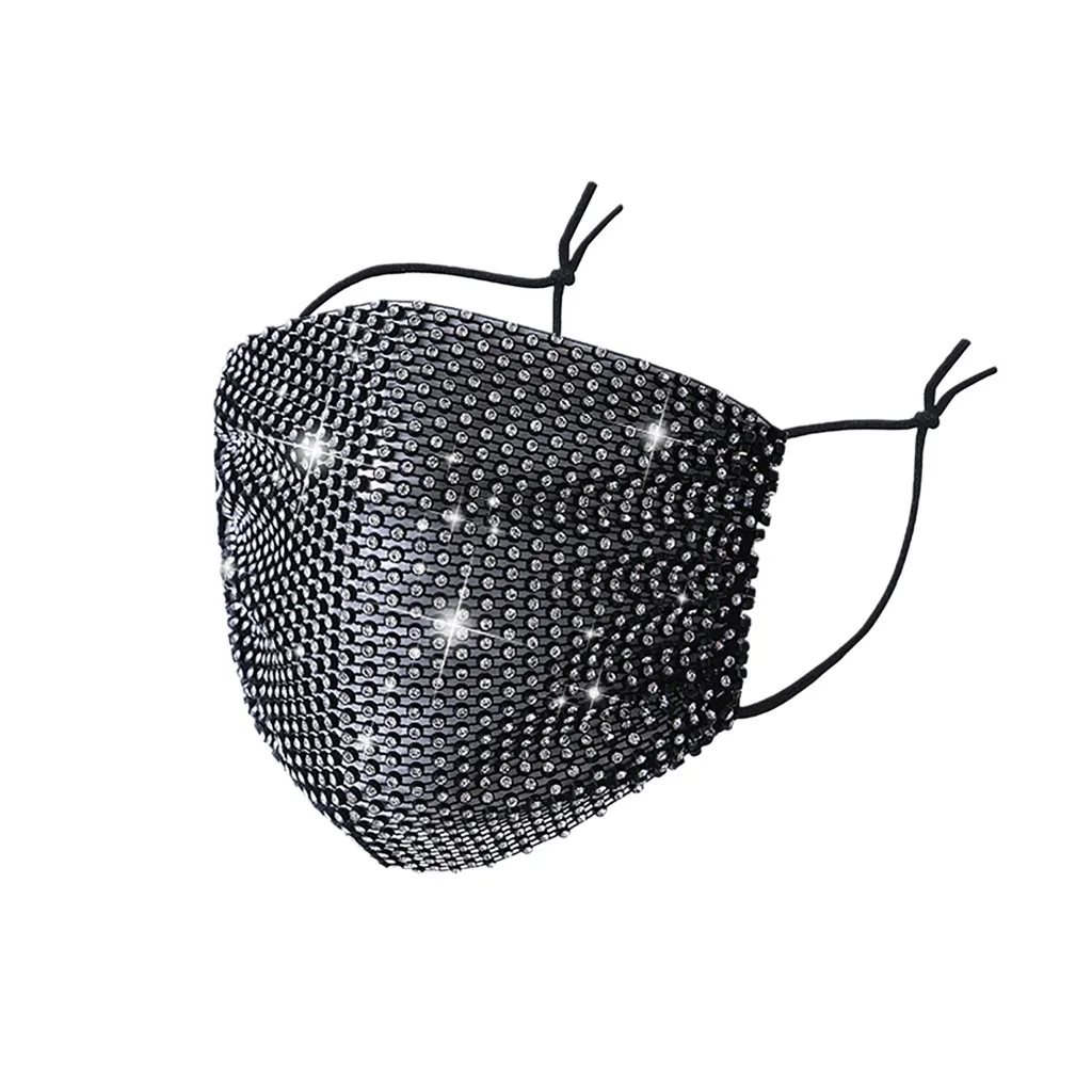 Adult Fashion Rhinestones Reusable Face Nose Mouth Cover Mouth Dust Mask Adjustable Ear Straps For Comfortable Fashion Mask