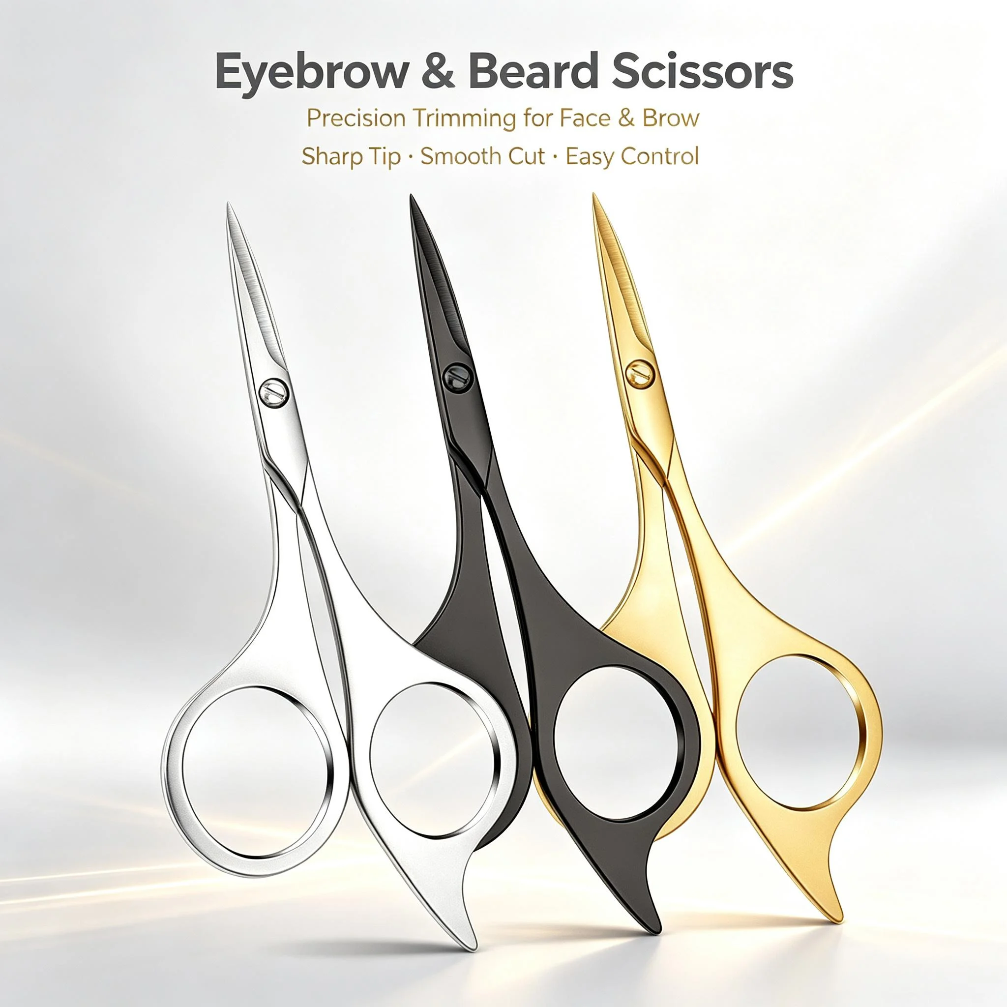 1Pc Eyebrows Scissors Stainless Steel Eyelash Facial Hair Nose Hair Scissors Multi-Purpose Hair Trimming Beauty Makeup Scissors