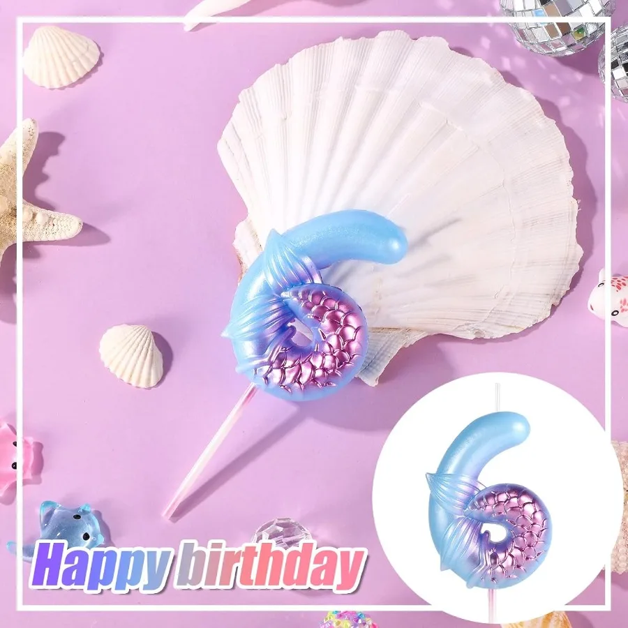 شموع عيد ميلاد حورية البحر، شموع أرقام زرقاء، شموع عيد ميلاد حورية البحر، شموع عيد ميلاد سعيد، مستلزمات حفلات أعياد الميلاد f #3
