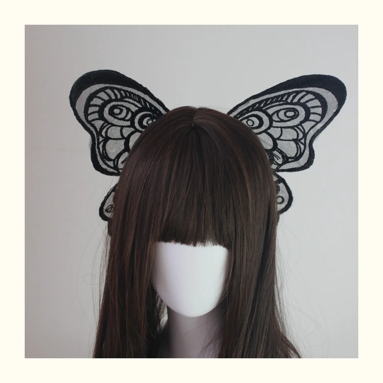 Black White Butterfly Wings Lolita Headwear Girl Gorgeous Side Edge Clip Hair Accessories Elf Lace Hairpin All-match Cosplay