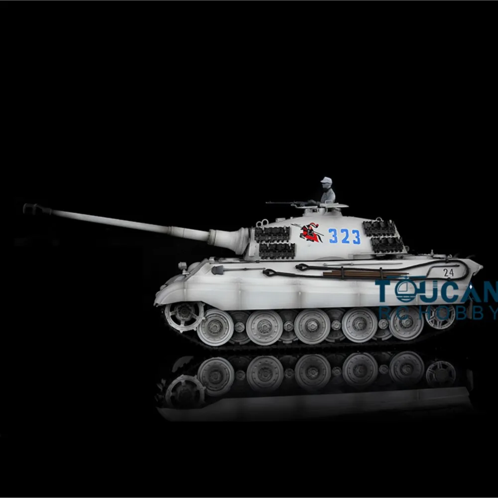 Henglong 1/16 Snow 7,0 tanque de plástico alemán King Tiger RC 3888A 360 torreta giratoria batalla infrarroja TH17547-SMT7