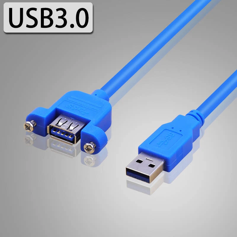 USB 3.0 Male to Female Extension Cable Wire Computer Host Panel Mount Screw USB Connector Adapter