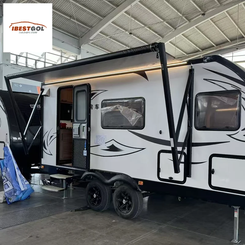 Ibestgol American Style RV Side Awning  Manual  Electric with Built-in LED Lights Durable for Outdoor Camping