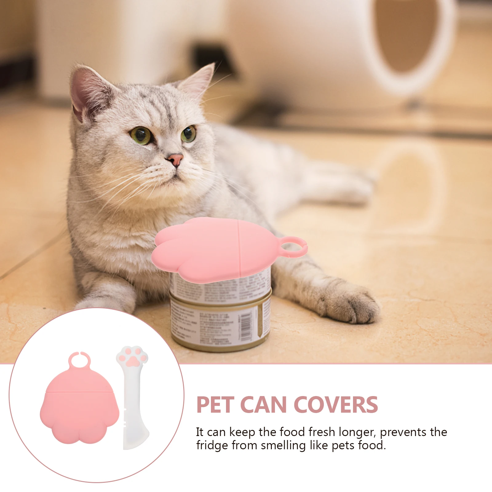 

1 set 1 Set Pet Can Spoon Lid Kit Silicone Reusable Can Cover Multifunctional Feeding Spoon For Dog Food Canning Odor