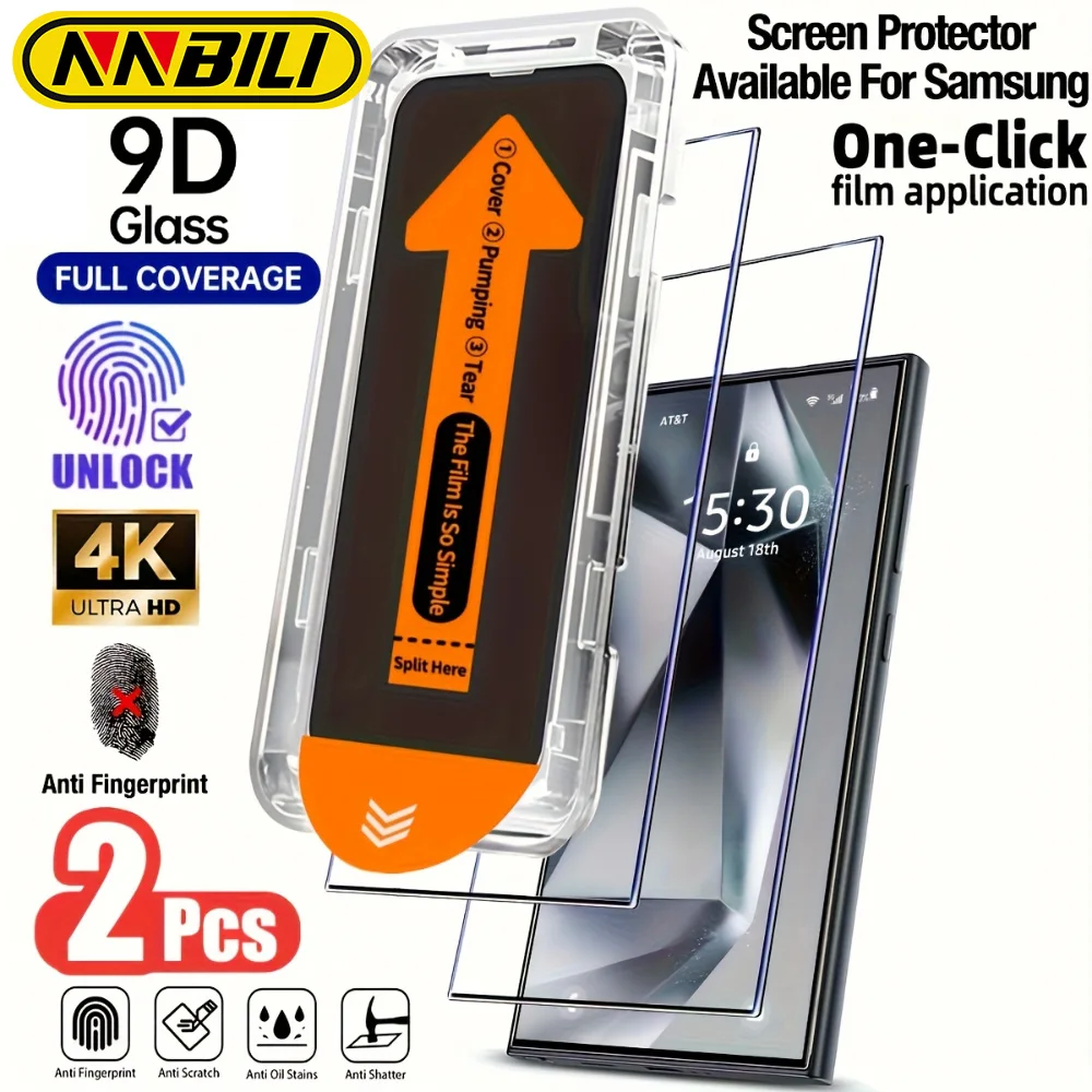 NNBILI 2Pcs Sets of Complete Coverage Tempered Glass Screen Protectors Featuring Automatic Dust Removal For Samsung S26Ultra S26