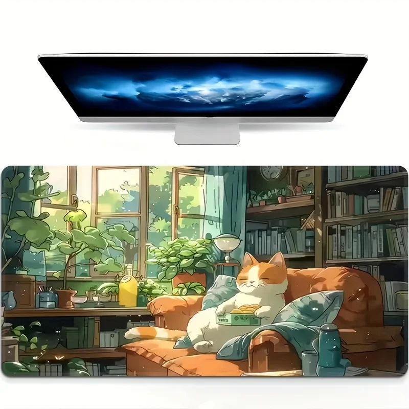 لعبة لوحة ماوس على شكل قطة لغرفة الدراسة، وسادة طاولة لوحة مفاتيح الكمبيوتر، قاعدة مطاطية مضادة للانزلاق، مناسبة للألعاب والمنزل والاستخدام المكتبي #3
