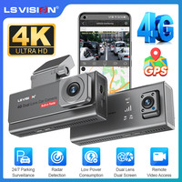 LS VISION 4G Car Security Camera 4K Dual Lens Dashcam GPS Human Detection All Round 6 Month Long Standby 24/7 Parking Monitoring