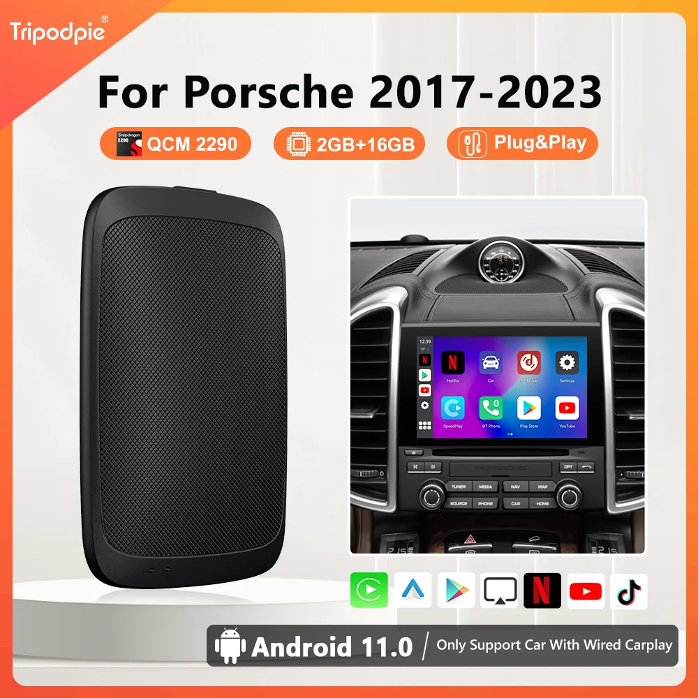 2024 Wireless Carplay Android Auto Adapter Box Android 11 für Youtube Netflix für Porsche Panamera Macan Cayenne Taican