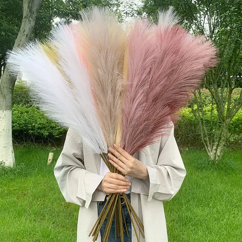 100cm Artificial Plant Pampas Reed Fake Bouquet Dried Flower Grass Party Home DIY Decoration Wedding Decor Simulation Plants