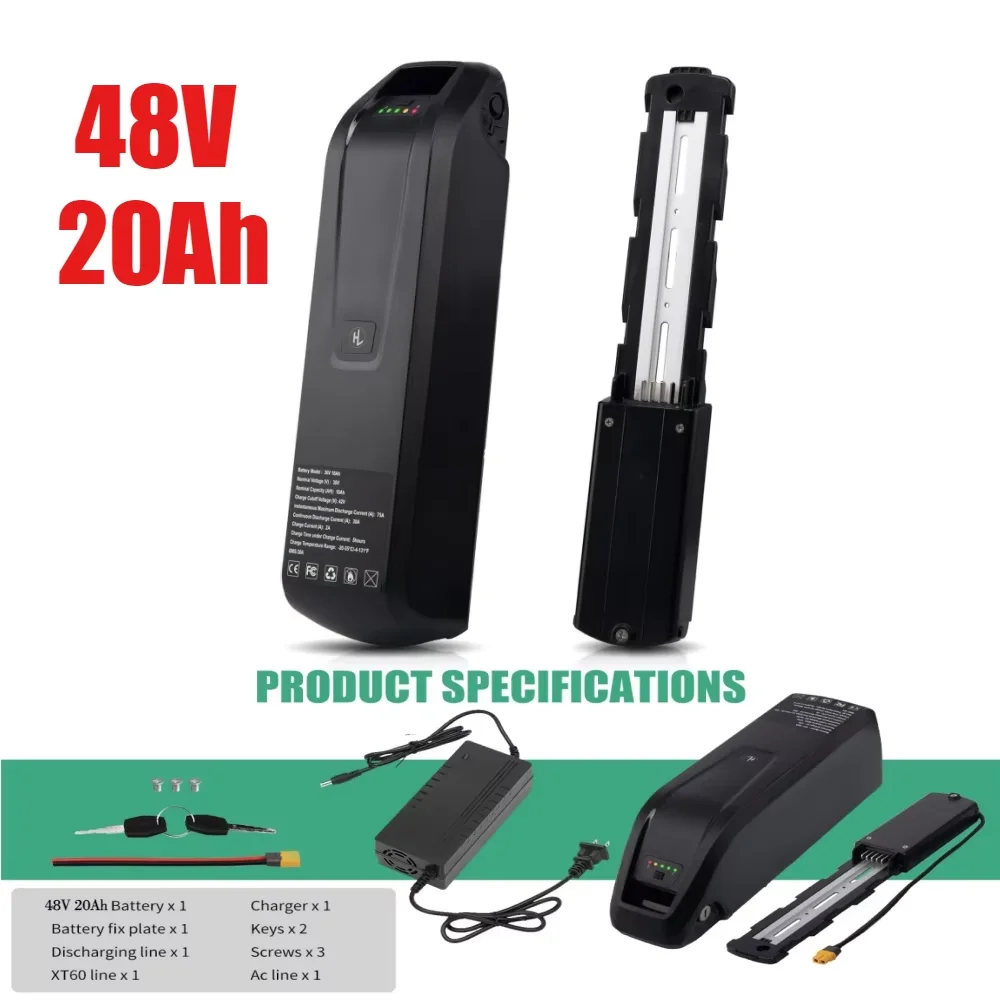 EU Voorraad 48V 250-1800WOriginal Hailong Batterij 10Ah 15Ah 20Ah voor Bafang BBS02 BBS03 BBSHD Motor Volledige Capaciteit Power Pack