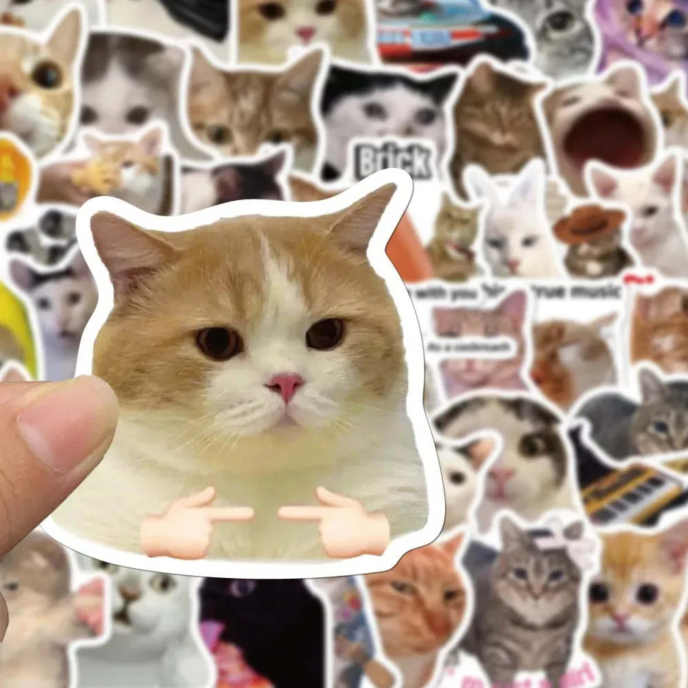 10/30/50pcs Cute Funny Cat Meme Stickers Kawaii Animals Cartoon Decals Toys Graffiti Laptop Notebook Luggage Waterproof Sticker