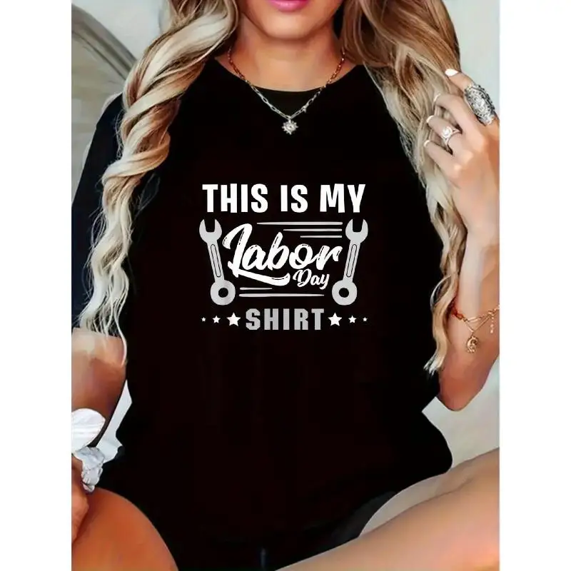 

Men Women This Is My Labor Day Shirt T-Shirt Worker Tool Print Pullover Festive Holiday Casual Short Sleeve Top