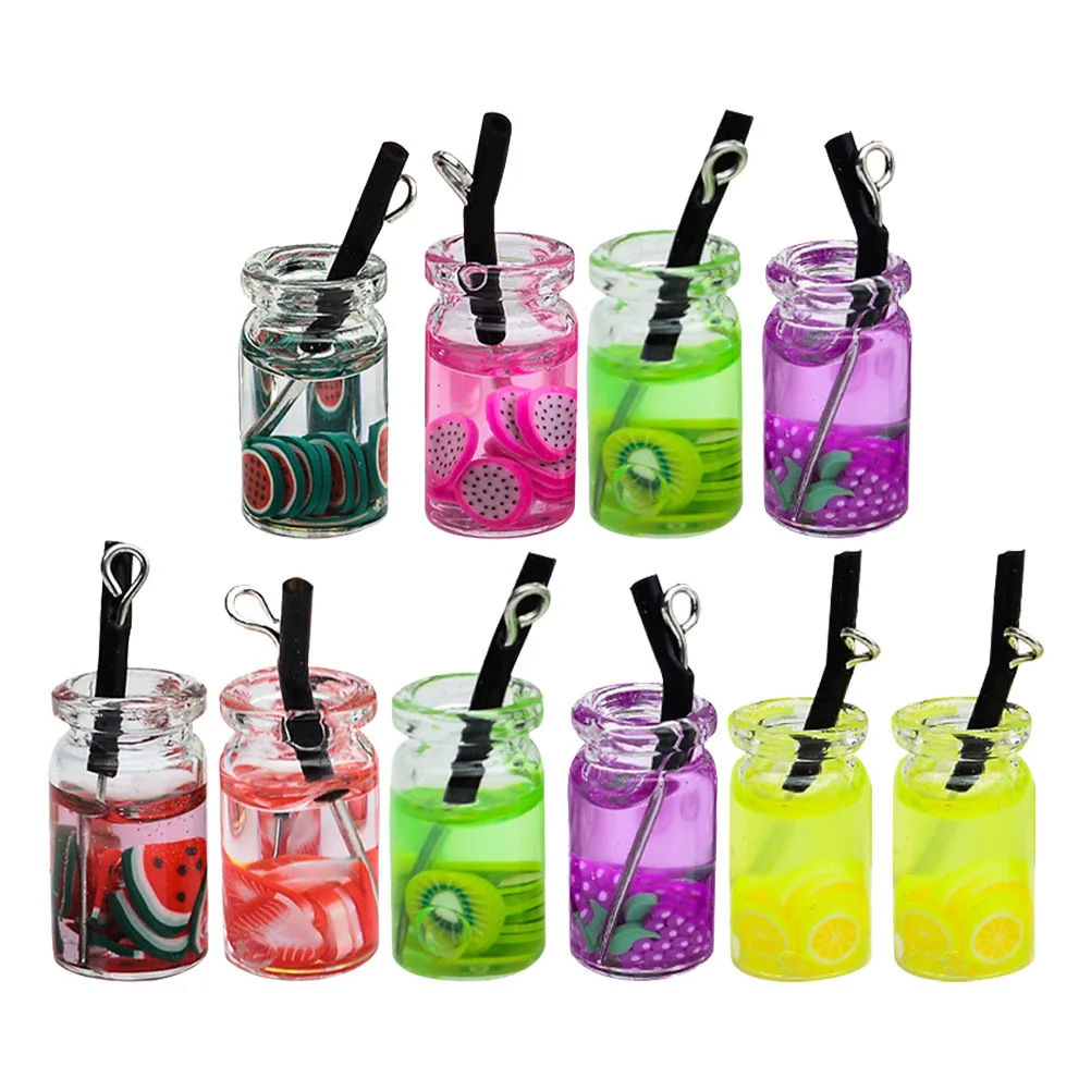 20Pcs Creative Earrings Pendants Mini Fruit Drink Cup Resin DIY Supplies Unique Jewelry Accessories Keychain Adornments