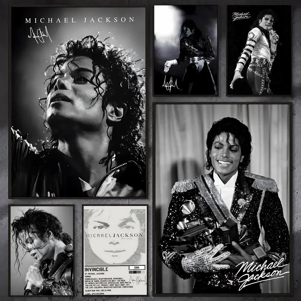 M-Michael Jackson Singer Album Poster Waterproof Sticky Wall Art Print For Bedroom Living Room Hallway Bar Home Decor