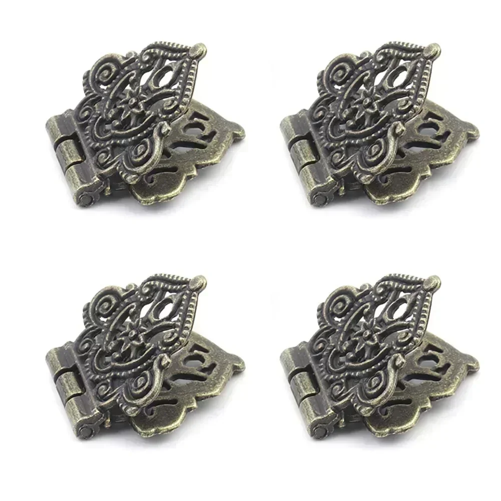 Zinc Alloy Hinges 53x28mm Hinges，53*28mm Wood 10Pcs Box Furniture Gold Hardware Antique Antique Bronze Hinges Kit