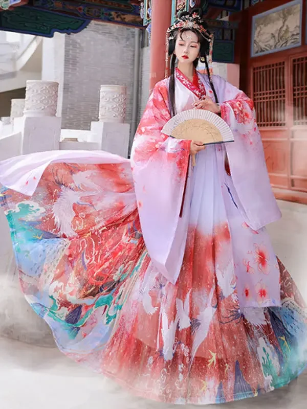 

Women's Chinese Style Hanfu Cosplay Costume Cross-Ccollar Folk Dance Robe Graduation Stage Wear Dress for Special Occasions