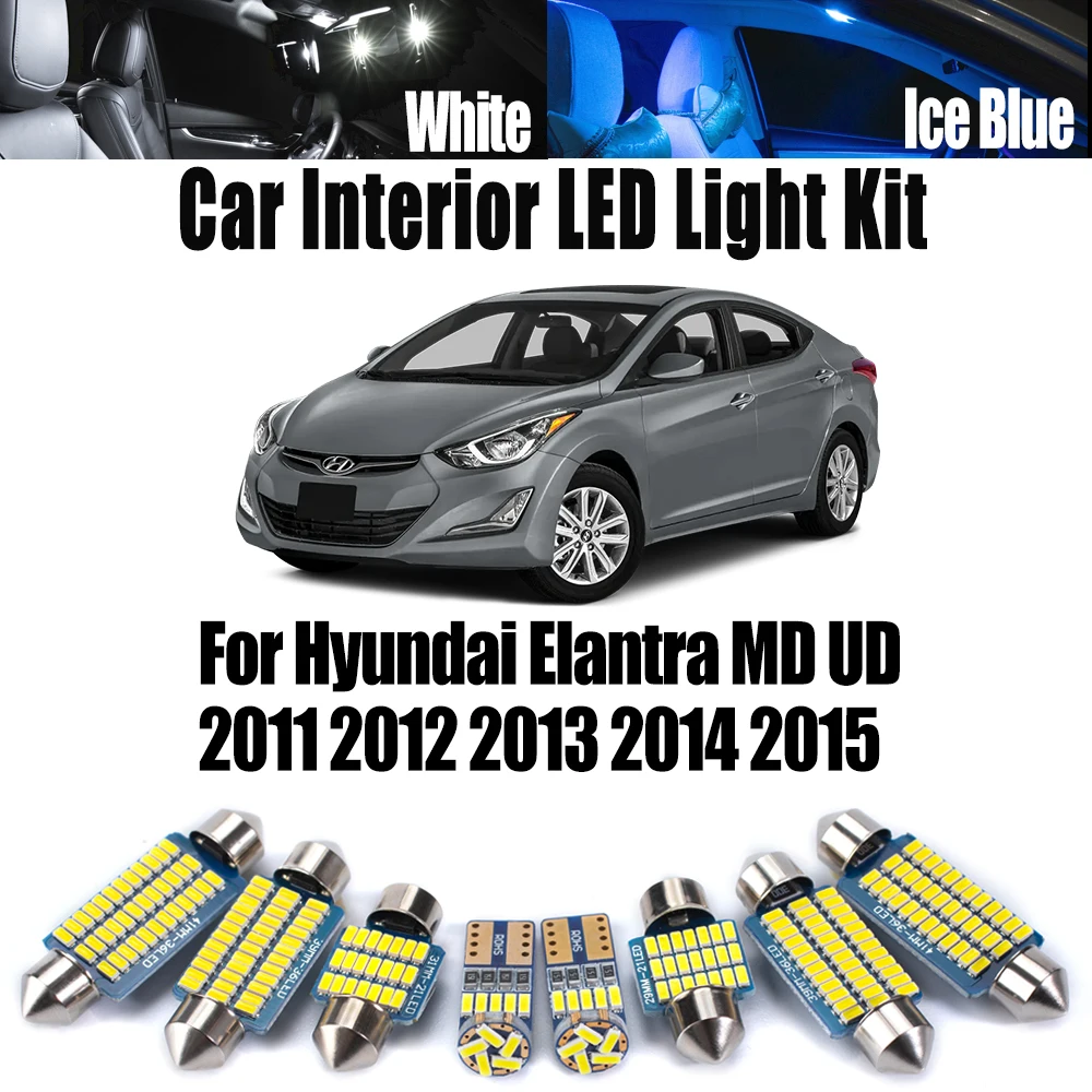 

10 шт. светодиодный внутренний светильник для номерного знака купола с картой ​ Комплект для Hyundai Elantra MD UD 2011-2013 2014 2015, автомобильные аксессуары, лампа для чтения