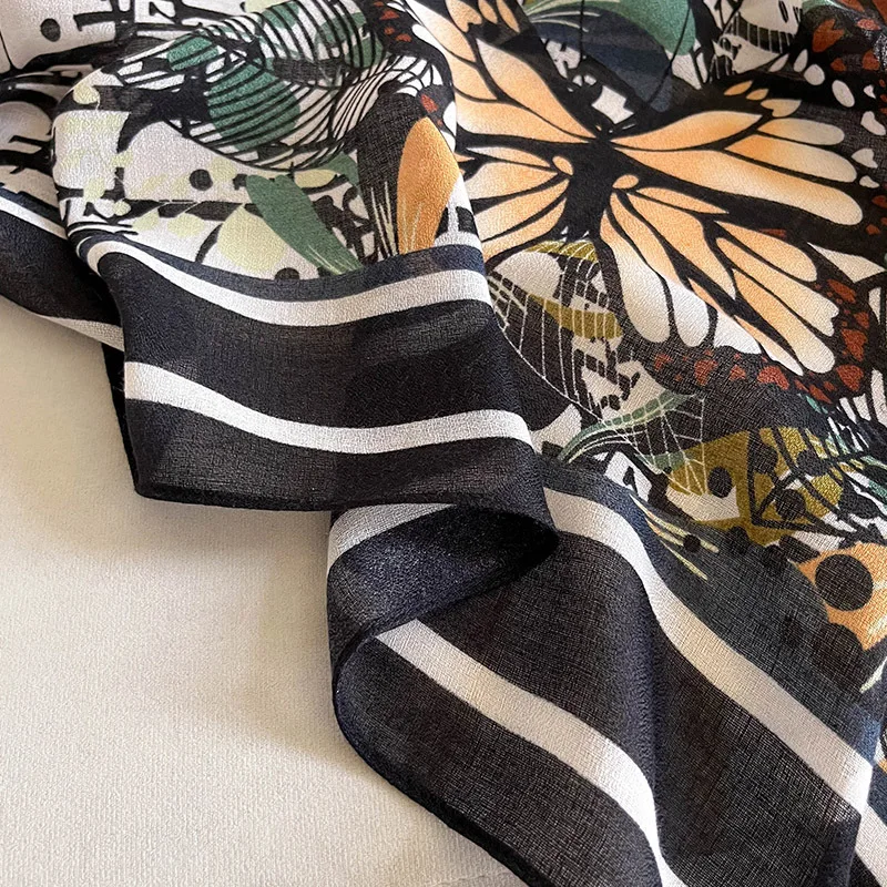 2024 Women Scarf flower print Hijab soft Shawls and Wraps Tessale Female Foulard Designer pashmina Bandana Headscarf