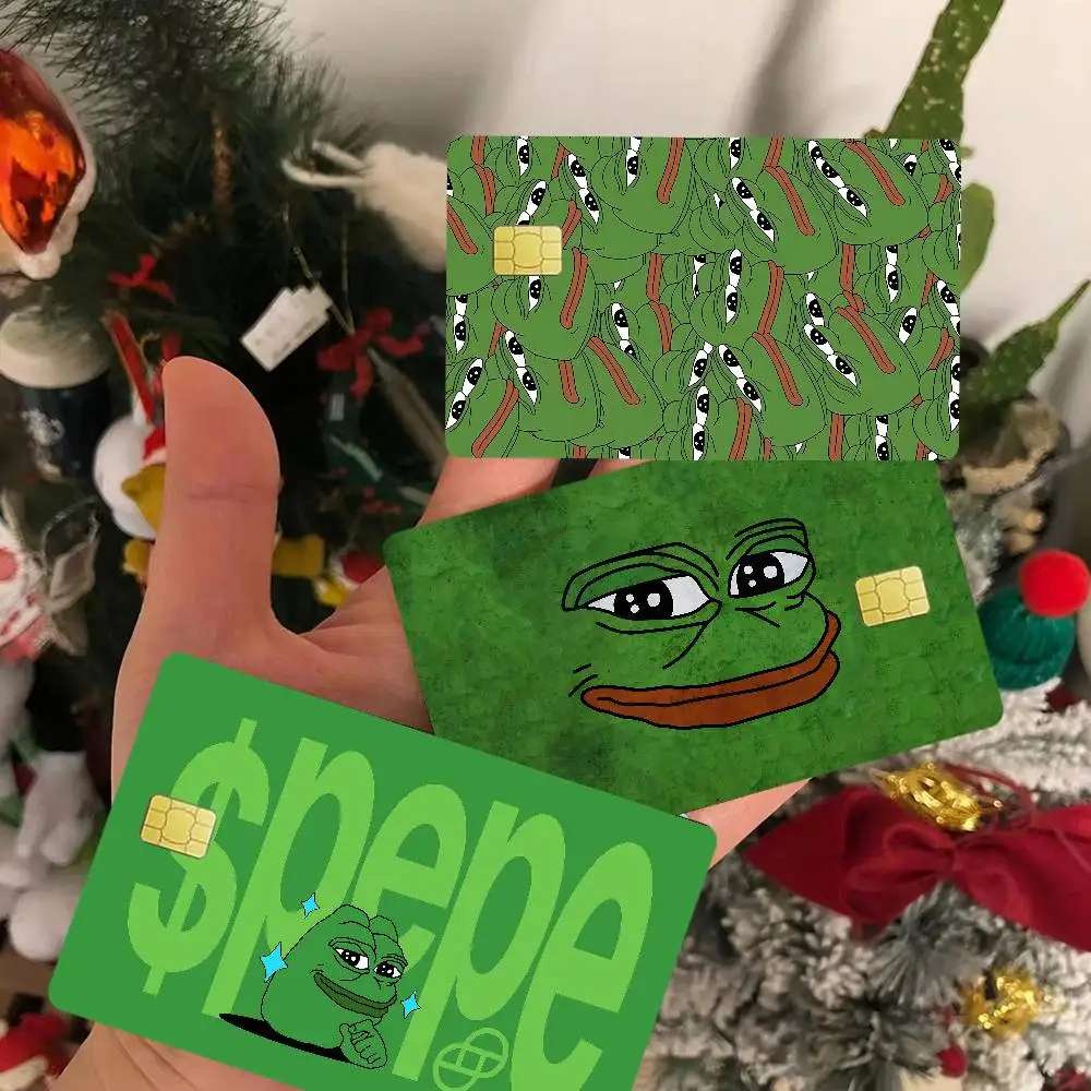 Cartoon P-Pepe the Frog Fashion Matte Gold Silver Black Matte Film Skin Sticker Tape for Bank Credit Debit Card