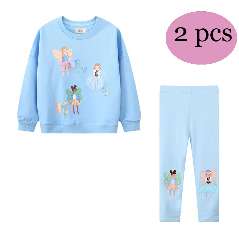 Jumping Meters Fairy Tale Sweatshirts + Leggings Children\'s Clothing Sets Autumn 2 Pcs Suit Kids Outfits Long Sleeve Sets Outfit