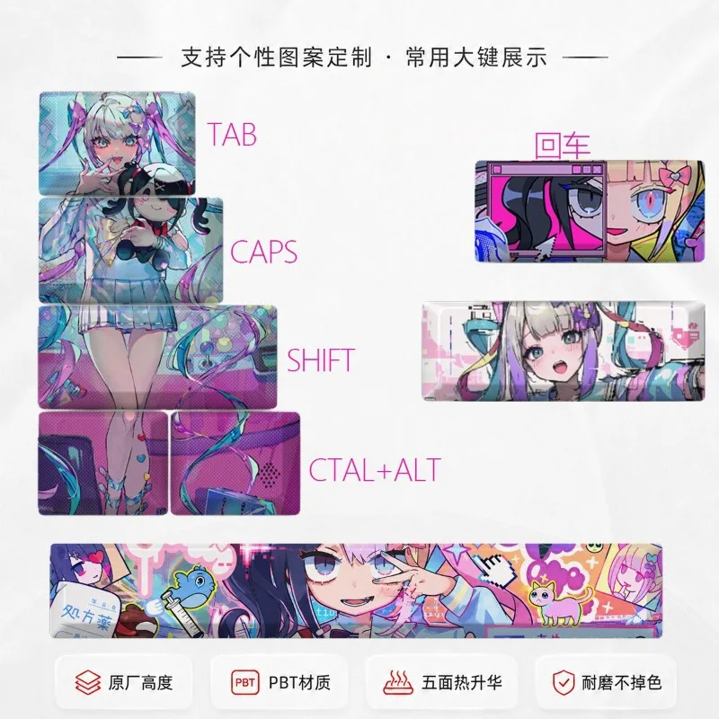 OMGKawaiiAngel Theme Anime Keycaps Mechanical Keyboard Original PBT Custom Cute Keycap PC Game Keyboard Accessories Collect Gift