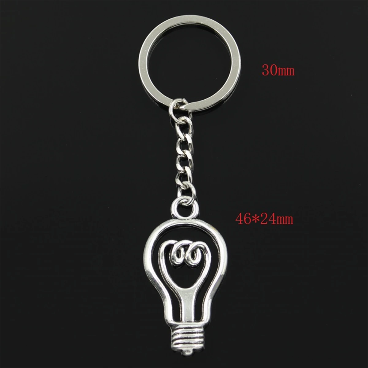 Fashion Lightbulb Bulb 46x24mm Pendant 30mm Key Ring Chain Bronze Silver Color Men Car Gift Souvenirs Keychain Dropshipping