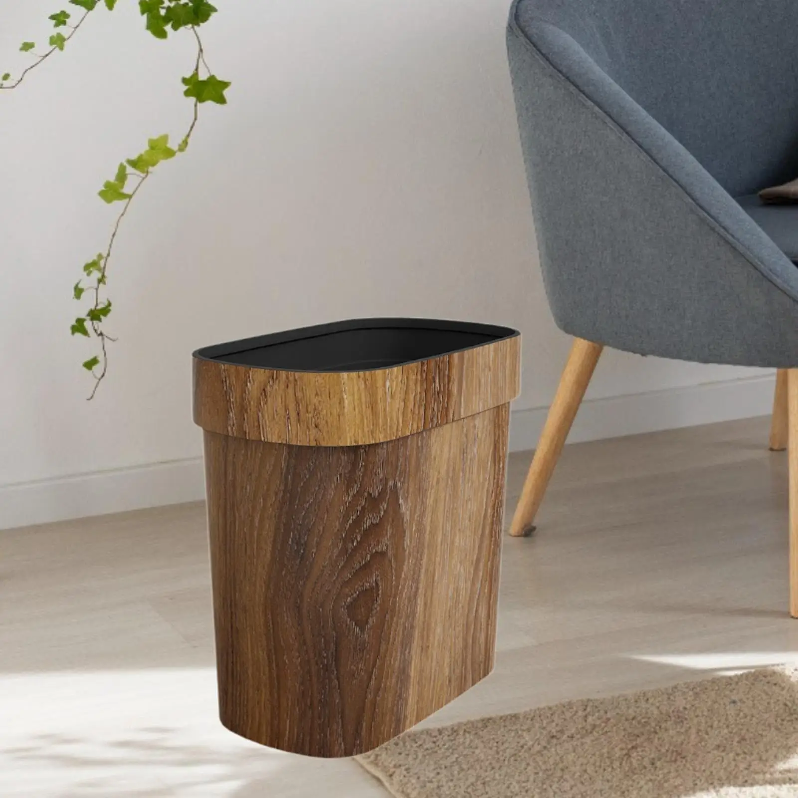 Slim Trash Can Rectangular Trash Bin with Open Top Garbage Bin for Office Narrow